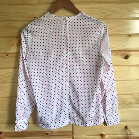 Vintage 70s White with Red Polka Dot Blouse - image 8