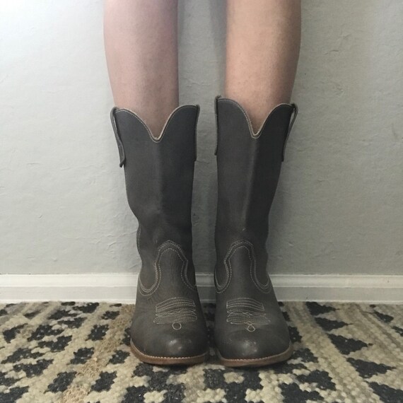 Vintage 90s Grey Cowgirl Boots - image 3