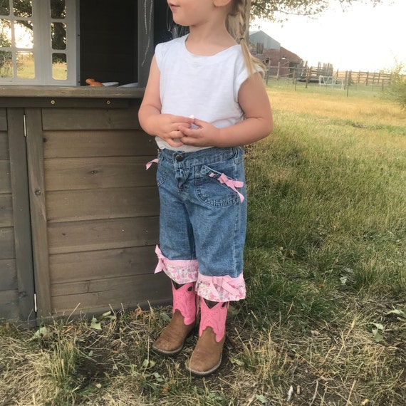 Vintage Little BB Toddler Girls Pink Ruffle Jeans