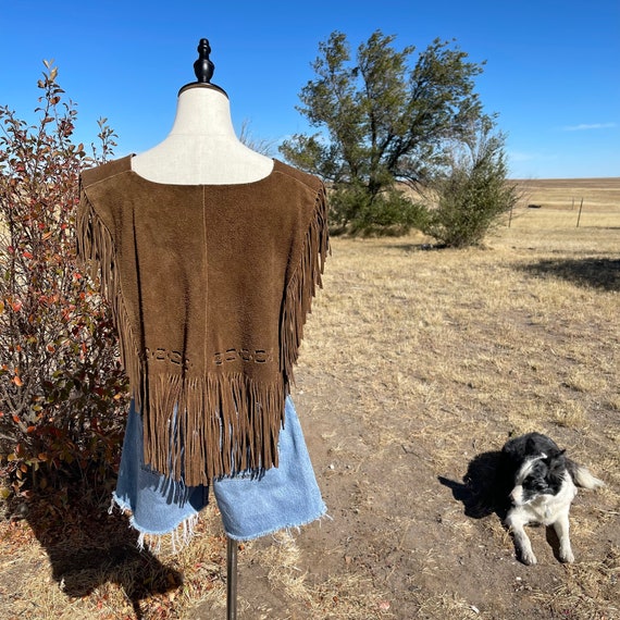 Vintage 70s Pioneer Wear Brown Suede Fringe and L… - image 4