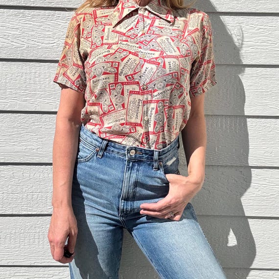Vintage 60s K-Mart Deadstock Pop Art Budweiser All Over Print Shirt
