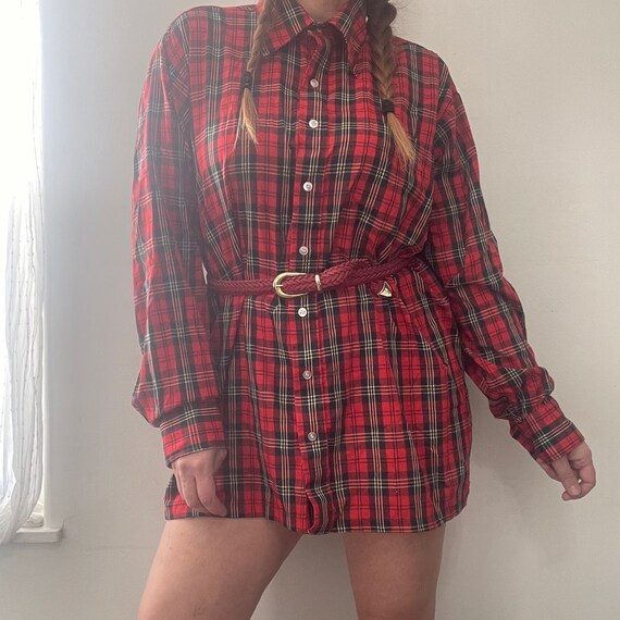 Vintage Unisex Red & Black Plaid Western Shirt/Sh… - image 3