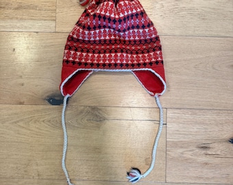 Vintage 70s Retro Red Striped Toboggan Wool Ski Hat - Etsy display picture 1