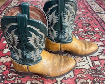 Vintage Tony Lama Cowboy Boots Style 8056 Antelope Leather Size