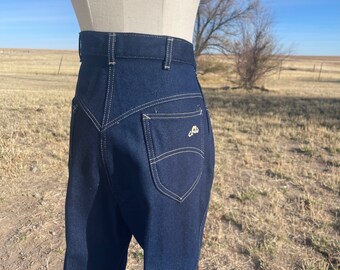 Vintage Dark Blue High Waist Retro Chic Jeans Size 35 x 30