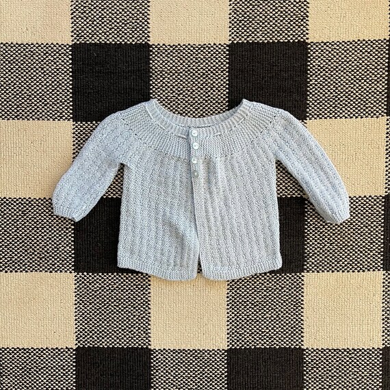 Vintage Little BB Baby Light Blue Knit Cardigan