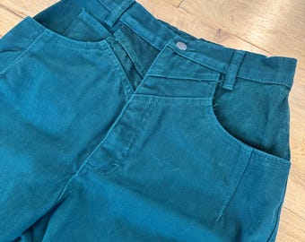 Vintage Roper MADE IN USA Emerald Green Bareback Western Jeans W26 Inseam36