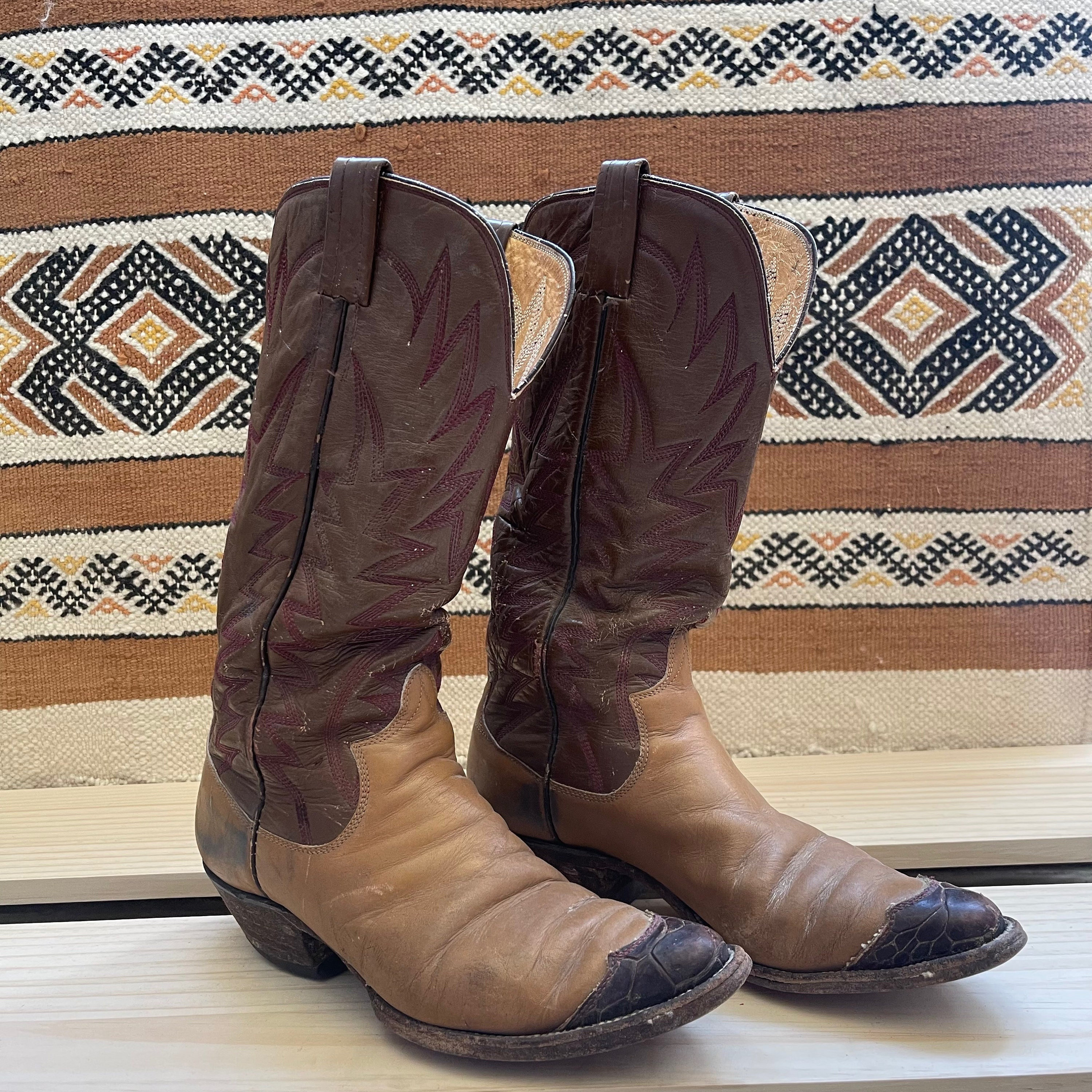 ヴィンテージ サンダース ブラウン ツートン ウエスタンブーツ