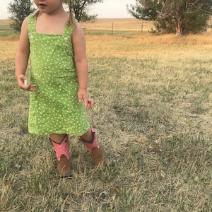 Vintage Little BB Girls Toddler Green Daisy Print Sundress