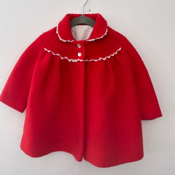 Vintage 50s Little BB Baby Girls Red Swing Coat w… - image 4