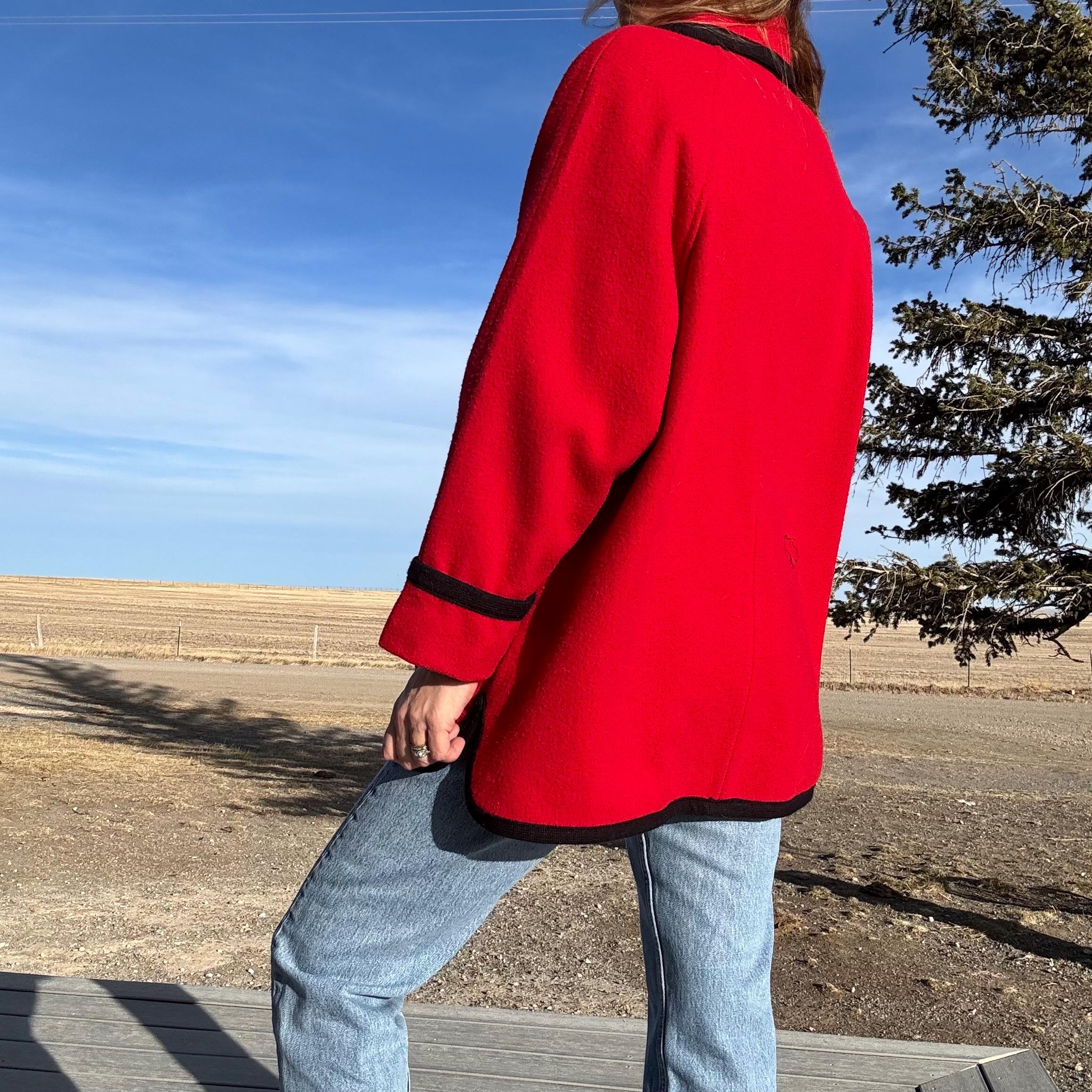 Vintage 90s Woolrich 100% Wool Red and Black Coat - Etsy