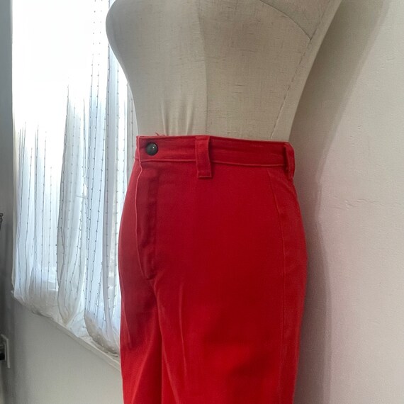 Vintage 70s Cherry Red High Waist Bareback Flare … - image 4