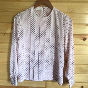 Vintage 70s White With Red Polka Dot Blouse - Etsy