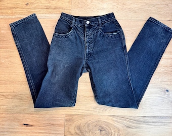 Vintage Roper Western Jeans, Black High Waist with V Stich Design W24 Inseam 34