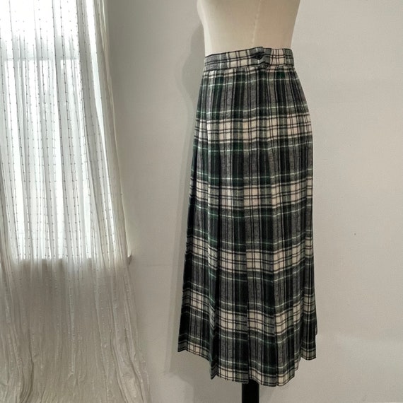 Vintage Green Plaid Pleated Skirt - image 3