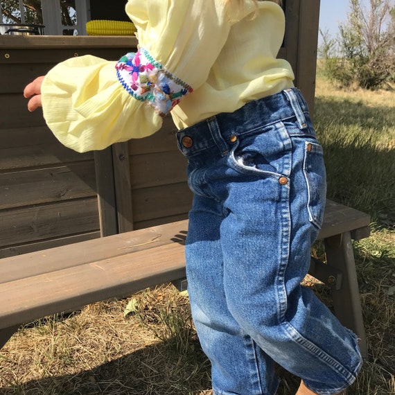 Vintage Little BB Toddler Yellow Ruffle Front Emb… - image 3