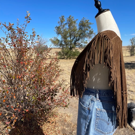 Vintage 70s Pioneer Wear Brown Suede Fringe and L… - image 6