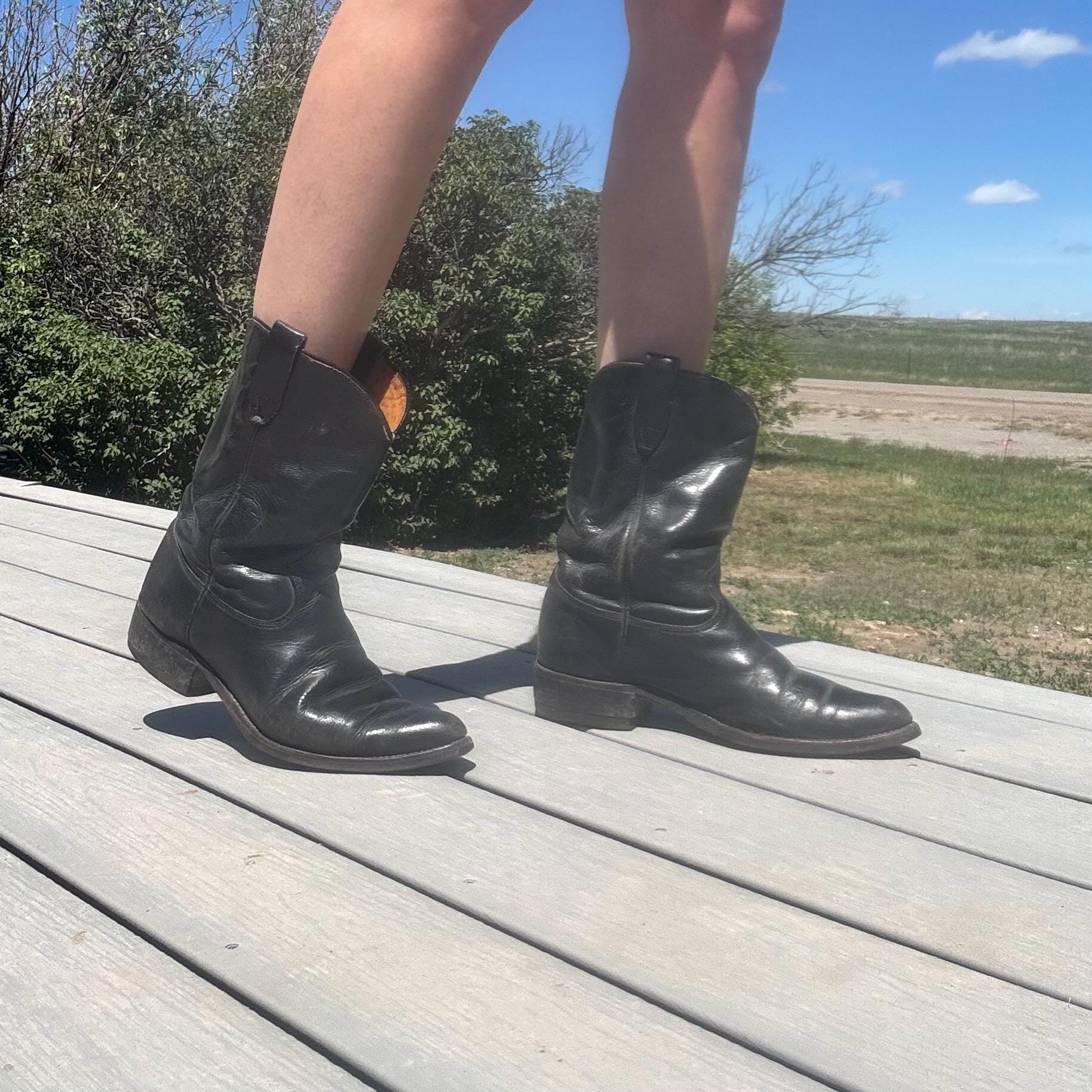 Texas 4400 Mens‎ Sz 8 M Black Leather Cowboy Boots Amazon.com | Texas Legacy Mens Black Western Leather Cowboy  main image 2
