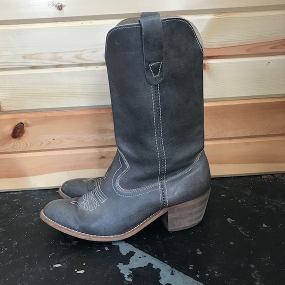 Vintage 90s Grey Cowgirl Boots - image 1