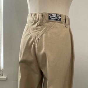 Vintage Western Khaki Pleat Front Bareback V Stitch Rockies Jeans Size 26x30.5
