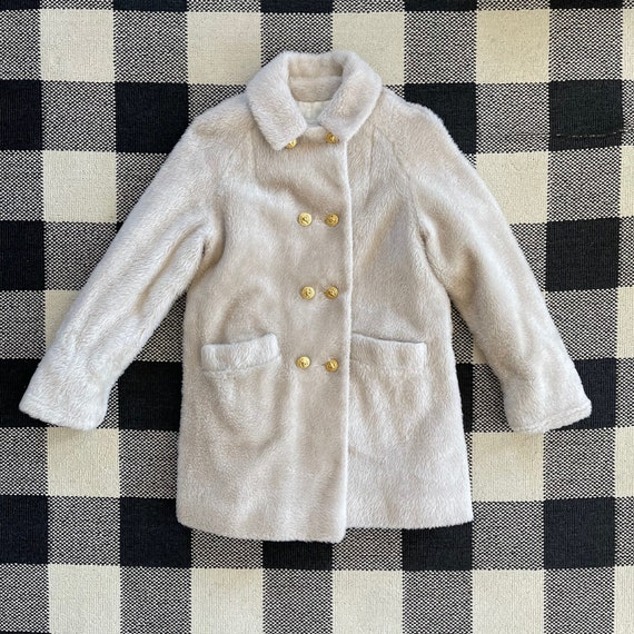 Vintage Little BB Girls Faux Fur Ivory Coat With Gold Double - Etsy
