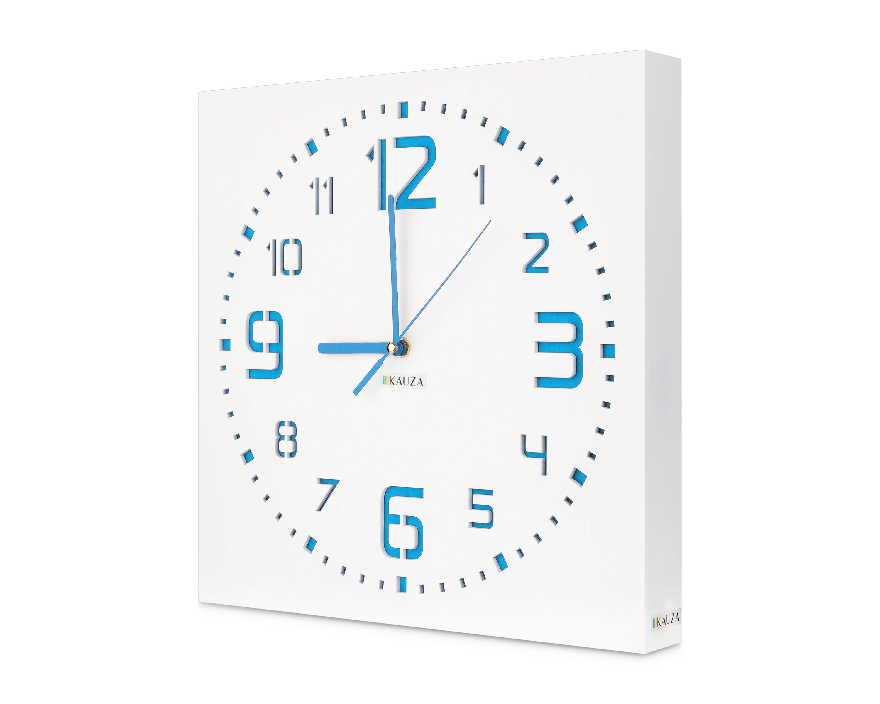 Blue Numbers wooden wall clock square wall clock 12 inch Etsy