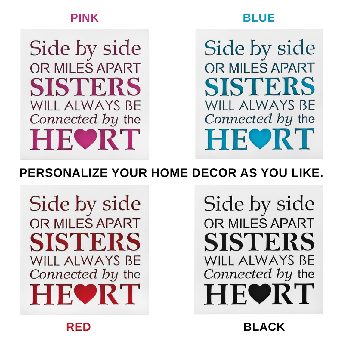 Cadeau pour soeur citation sentimentale pour le décor de