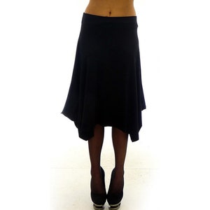 Black asymmetric skirt with elastic waist / high waist midi skirt / plus size maxi skirt / casual boho skirt, elastic flared waistband skirt