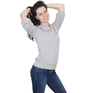 Gray Short Sleeve Blouse