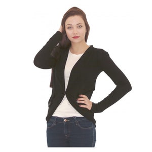 Black Knitted Cardigan, Plus Size Women Cardigan, Oversize Cardigan, Open Front Cardigan, Short Cardigan, Asymmetrical Cardigan