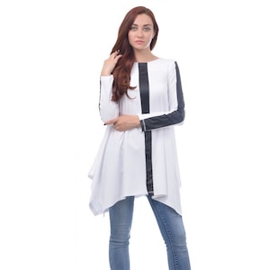 Asymmetrical tunic with long sleeves