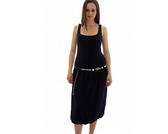 Black tank top dress with below the knee length / casual buble dress / strap dress / plus size maxi dress / boho dress / casual dress
