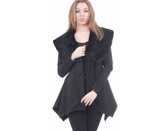 FEKETE OVERSIZED BAL COLLAR LONG COAT 　Ｍ FEKETE OVERSIZED BAL COLLAR LONG COAT M