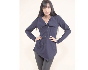 Dark blue zipper blouse