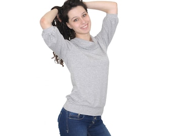 Gray Short Sleeve Blouse
