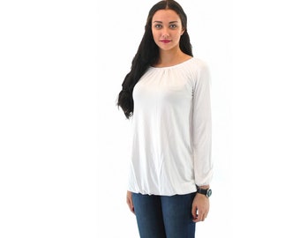 White long sleeve blouse, from jersey