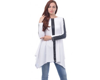Asymmetrical tunic with long sleeves
