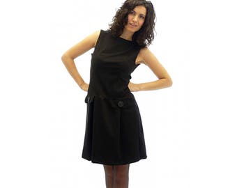 Knee length black dress / midi sleeveless dress / plus size maxi dress / casual dress / oversize dress / above knee dress / flared dress