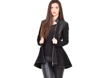 Black jacket with leather