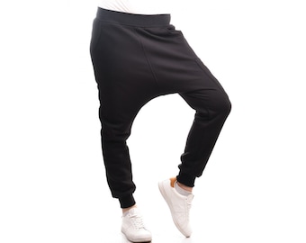 Black Drop Crotch Pants, with long legs