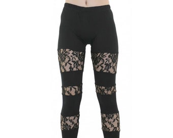 Leggings de renda / leggings pretas / leggings de cintura alta / leggings femininas / leggings pretas de renda / leggings plus size