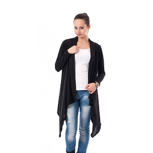 Asymmetrical Cardigan, Black Cardigan, Women Cardigan, Long Cardigan, Knitted Cardigan, Maxi Cardigan, Autumn Cardigan, Plus Size Cardigan