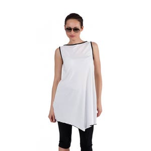 Asymmetrical Tunic, White Tunic, Plus Size Tunic, Oversize Tunic, Maxi Tunic, 5XL, Flared Tunic, Sleeveless Tunic, Women Tunic, Summer