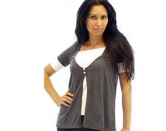 Women jersey top, in gray color