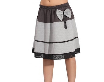 Gray skirt / knee length skirt / elastic waist skirt / high waist skirt / plus size skirt / lace skirt / maxi skirt