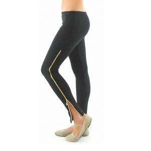 Black leggings / plus size leggings / women leggings / leggings with zipper / jersey leggings / long leggings