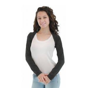 Front open black bolero, with long sleeved, made from jersey