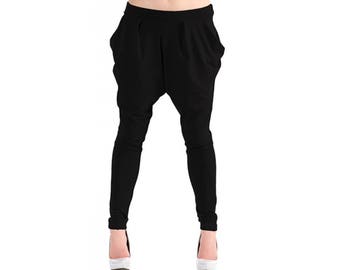 Long black pants, from jersey