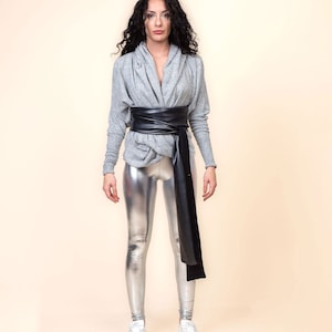 Cintura in ecopelle nera - extra lunga, per la vita / cintura in pelle nera / cintura donna in vita