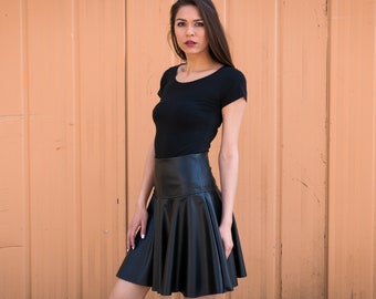 Black leather skirt / faux leather skirt / midi skirt / midi leather skirt / knee length skirt / plus size skirt / maxi skirt